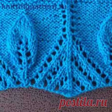 Вязание узоры на спицах Бордюр с листьями