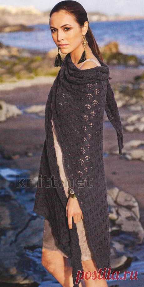 Треугольная ажурная шаль спицами | knitt.net | Все о вязании