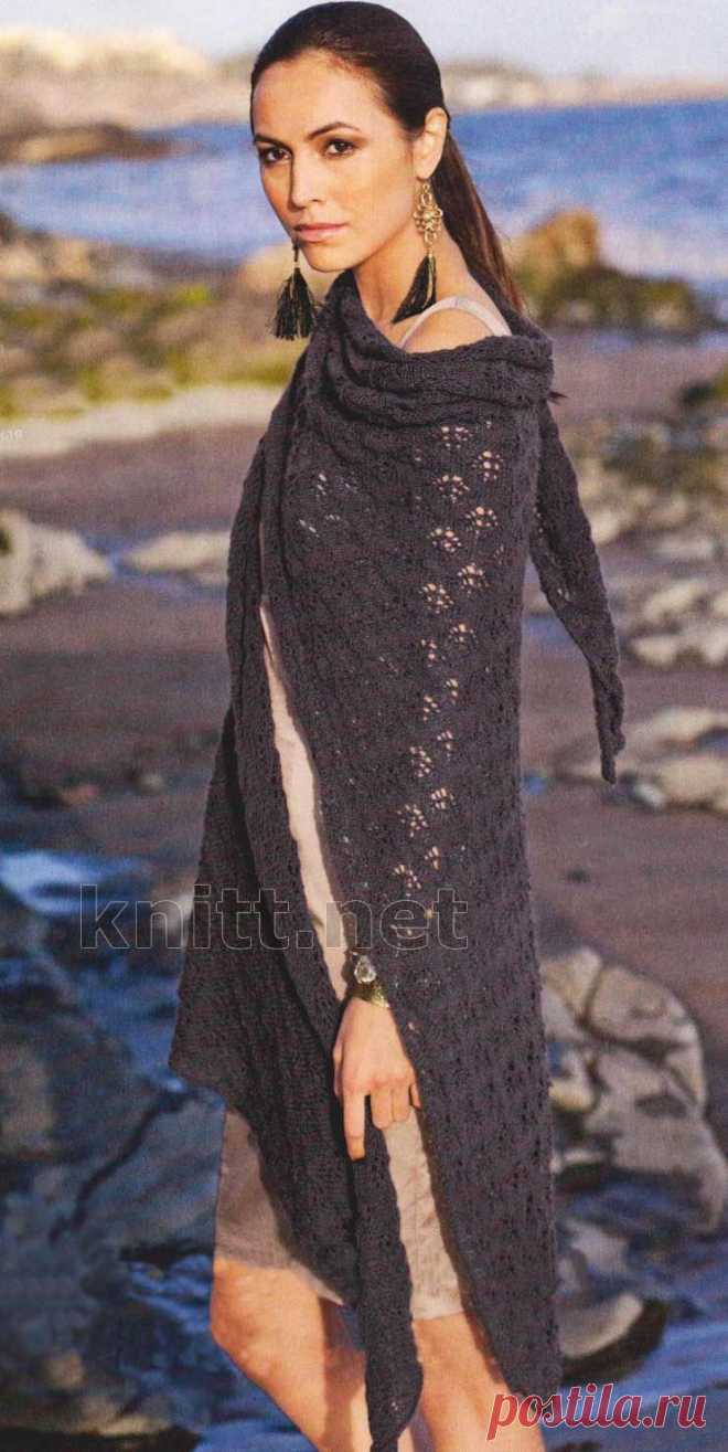 Треугольная ажурная шаль спицами | knitt.net | Все о вязании