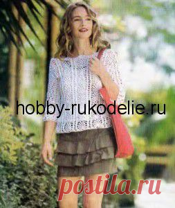 Хобби (рукоделие своими руками): вышивка, вязание » Архив блога » Соло белого – вязание ажурного пуловера крючком