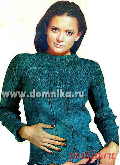 Женский свитер с ажурной кокеткой