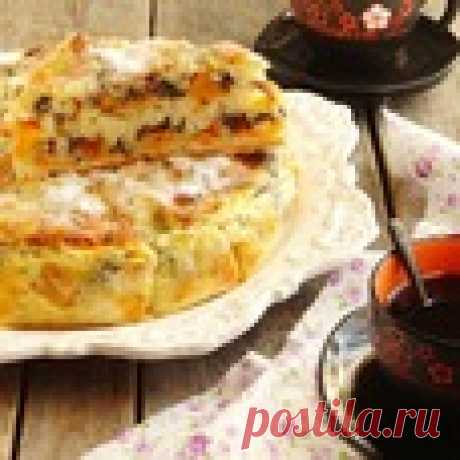 Манный пирог с персиками и маком - кулинарный рецепт