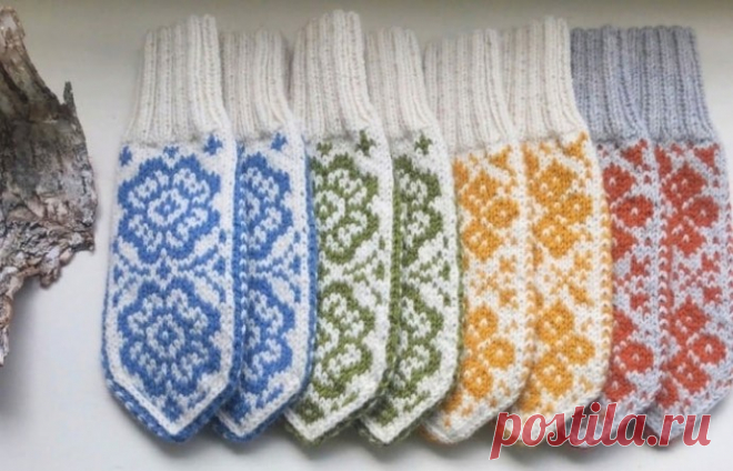 Жаккардовый узор для теплых варежек