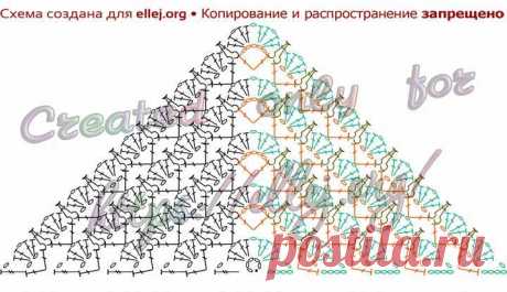 Шаль на основе узора «Зефирки» | Вязание крючком от Елены Кожухарь