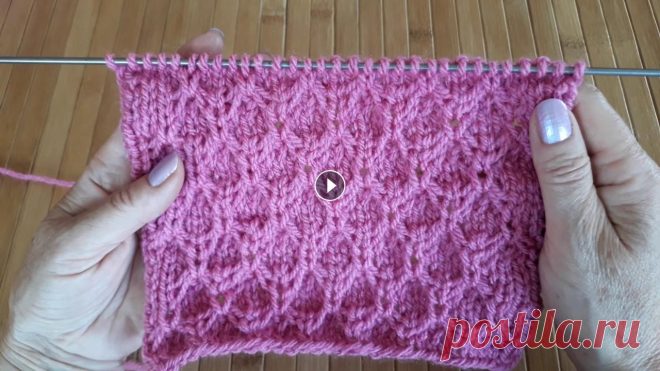 Вертикальные ромбики. Узор спицами для детской кофточки или свитера.