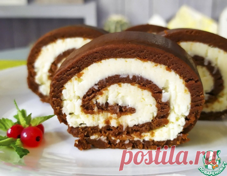 Рулет &quot;Баунти&quot; без выпечки – кулинарный рецепт