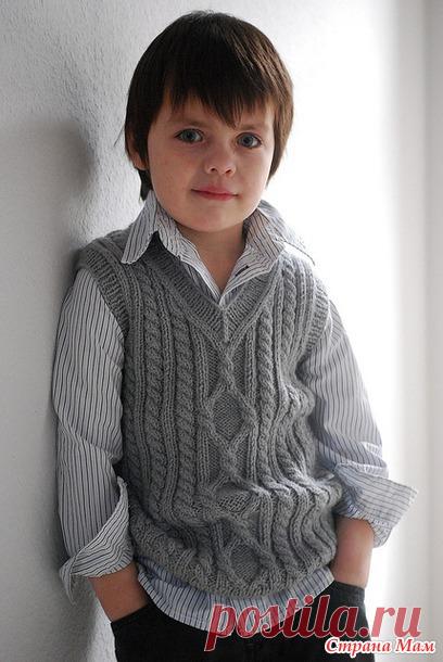 Утепляем мальчишек! Жилет с аранами