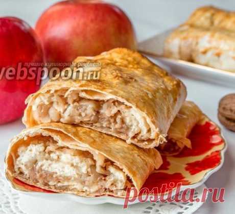 Лаваш с яблоком и творогом