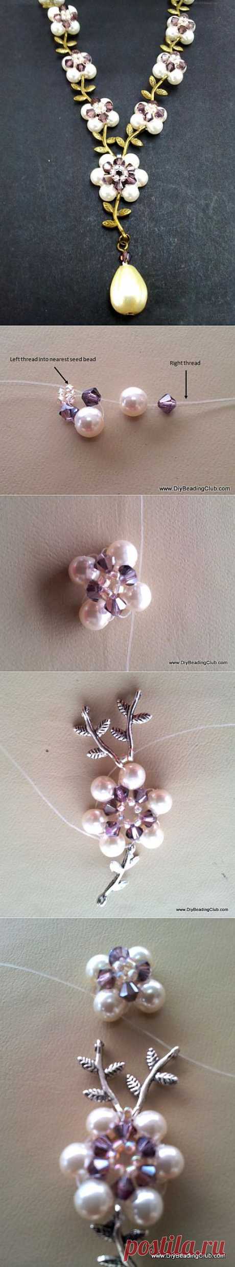 Flower necklace of beads, how to make a beaded necklace | Laboratory household