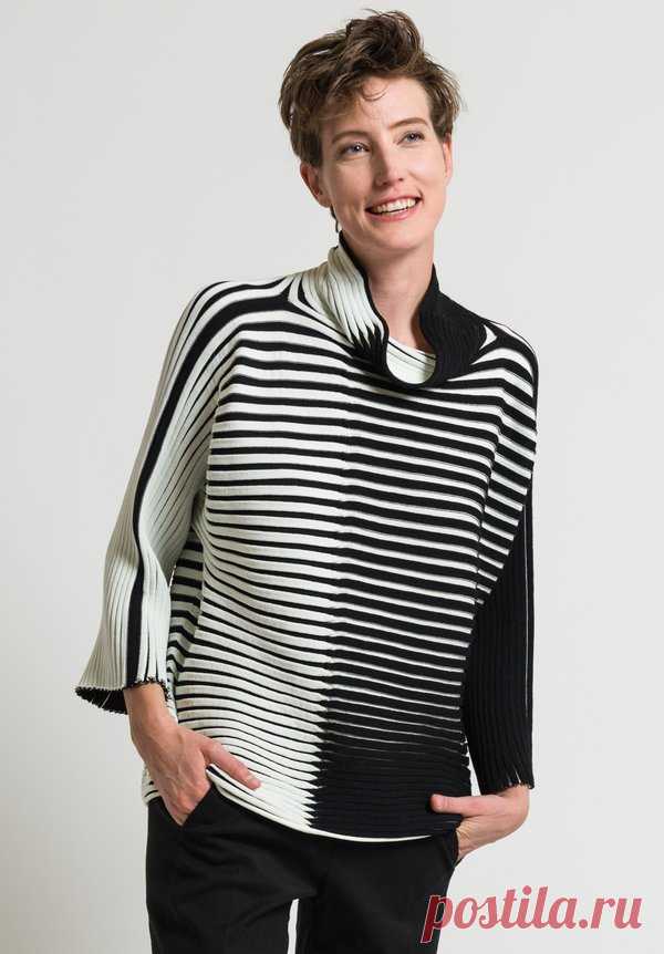Issey Miyake 3D Stripe Knit Sweater in White | Santa Fe Dry Goods . Workshop . Wild Life