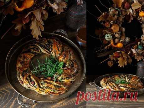 Булка на кефире с беконом, луком и травами