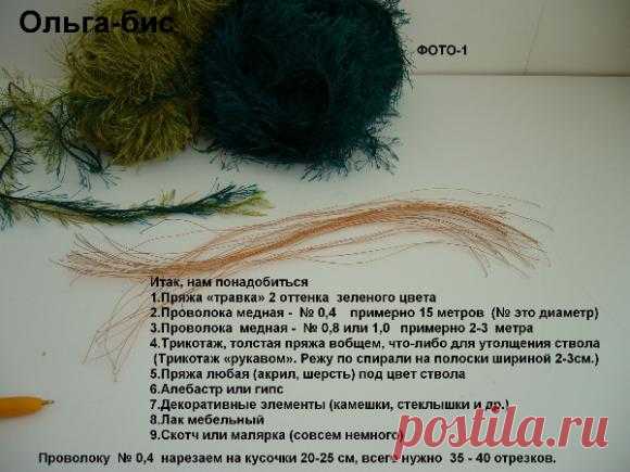 Мои деревья из пряжи травка. Фото мастеркласс / Мастерклассы по рукоделию / Ёжка - стихи, загадки, творчество и уроки рисования для детей