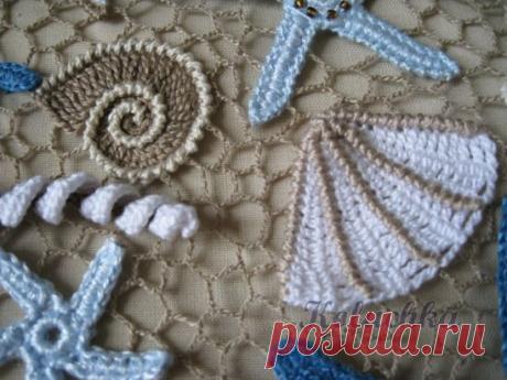 Вязаные морские мотивы со схемами.