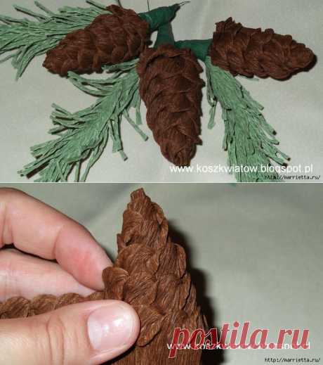 Шишки из гофрированной бумаги. Мастер-класс.