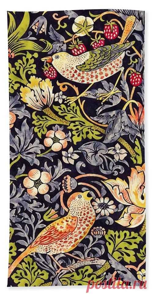 Strawberry Thief Bath Towel for Sale by William Morris