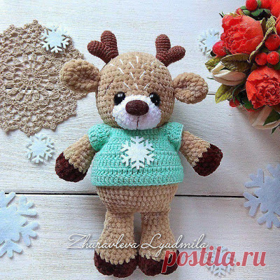 1000 схем амигуруми на русском: Вязаный олень Яшка