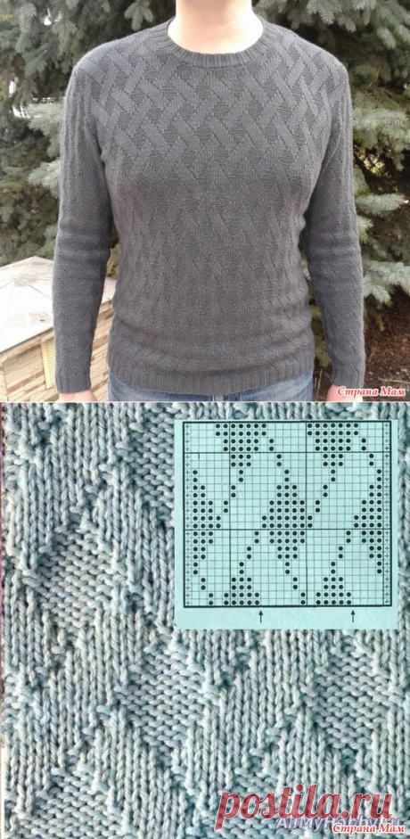 Мужской свитер &quot;теневым&quot; узором - Вяжем вместе он-лайн - Страна Мам