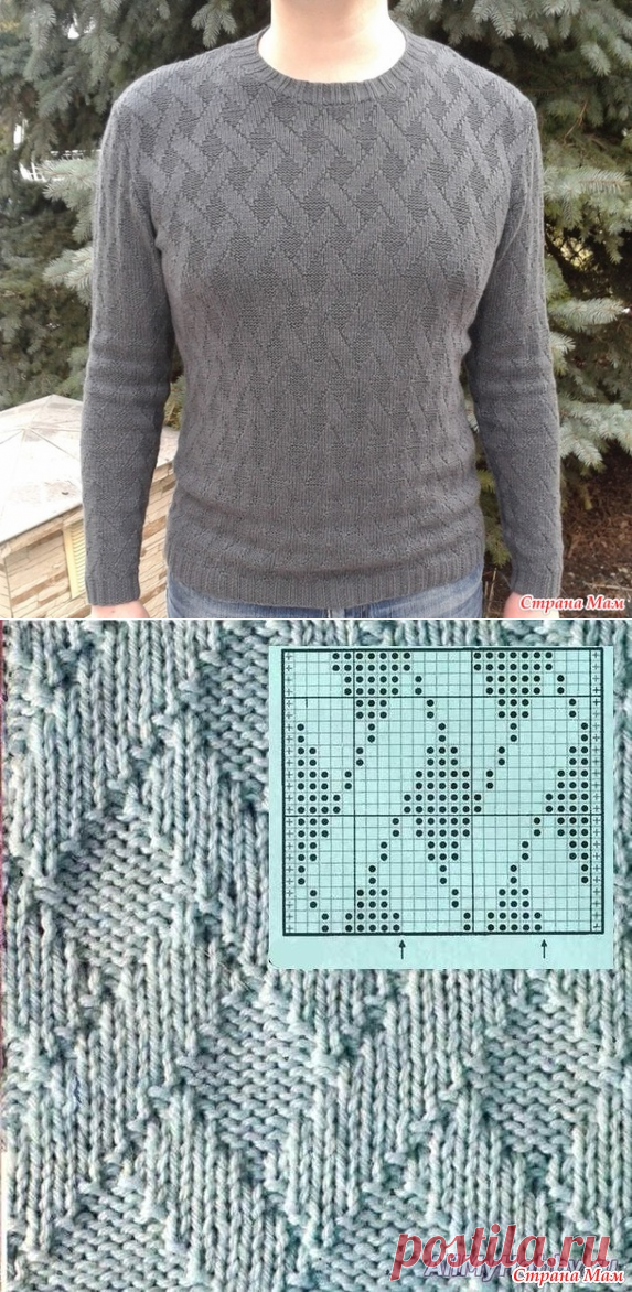 Мужской свитер "теневым" узором - Вяжем вместе он-лайн - Страна Мам