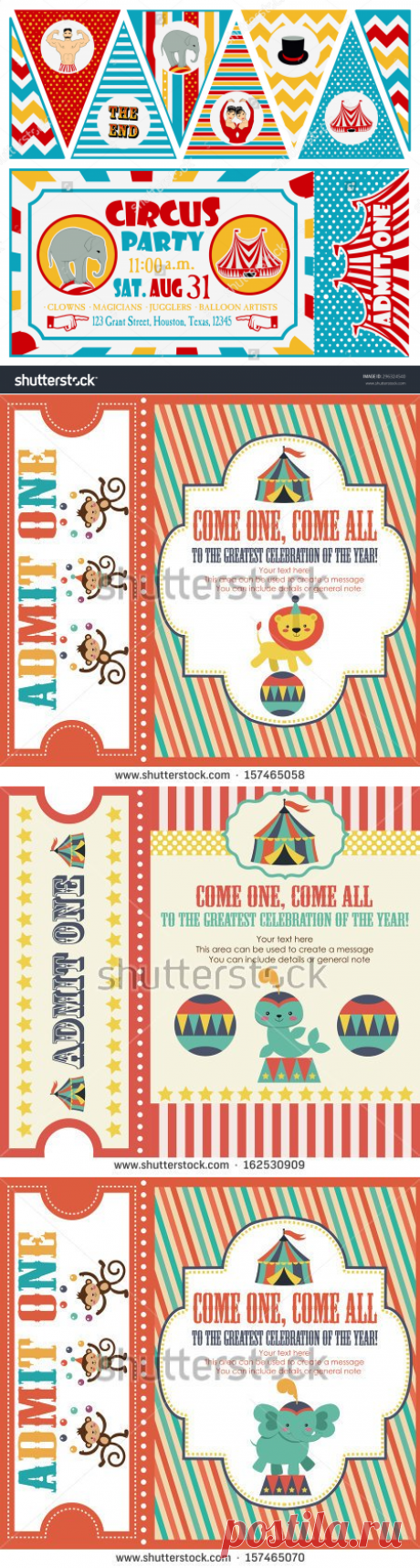 Birthday Card Circus Ticket Стоковое Векторное Изображение 296324540 - Shutterstock