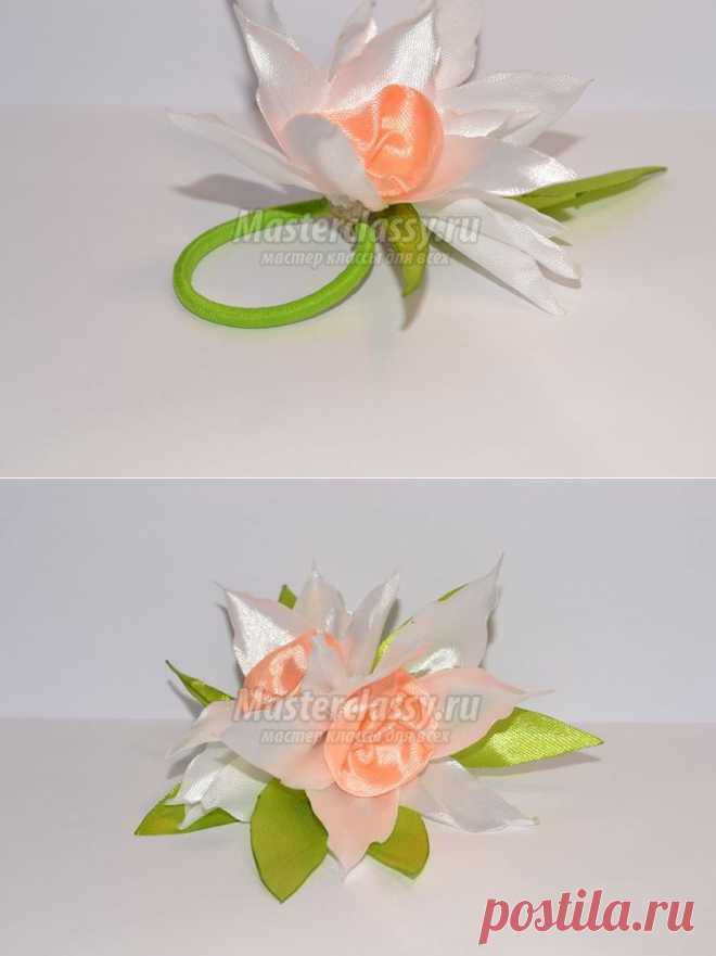 Резинка для волос цветок нарцисс. Мастер класс с пошаговыми фото