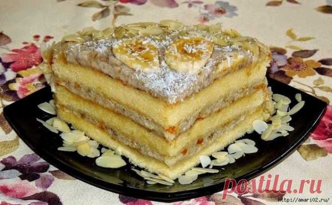 Банановый торт на майонезе со сгущёнкой
