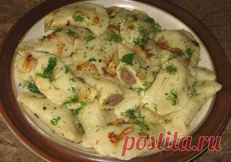 Картофельные вареники с куриной печенью