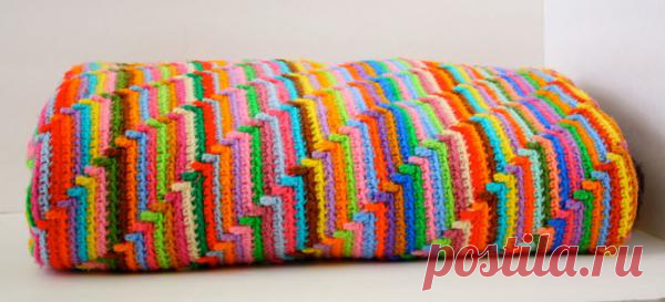 Одеяло "Радуга". 
Источник: http://winkieflash.nl/patterns/groovy-ghan-en/