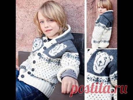 Жакет с капюшоном для мальчика.Размер 6-7 лет.Часть №1