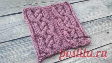 Несложный узор (УЗОРЫ СПИЦАМИ) Несложный узор спицами, аран спицами, схема узора Раппорт узора составляет 16 петель + 2 кромочные и 12 рядов. На схеме даны только лицевые (нечетные) ряды. В изнаночных (четных) рядах все петли вя…