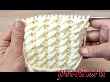 СУПЕР ПРОСТОЙ УЗОР ДЛЯ ШАПКИ, Вязание спицами.