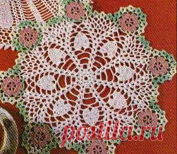 free crochet hearts and flowers doily pattern