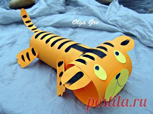 ДекоМИР Ольги Гре - Тигр из картонного цилиндра