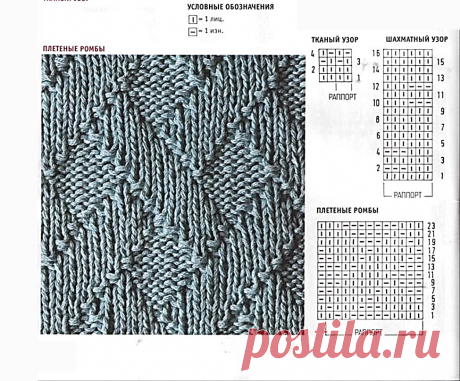 Двухсторонние узоры для шарфов с наглядными схемами