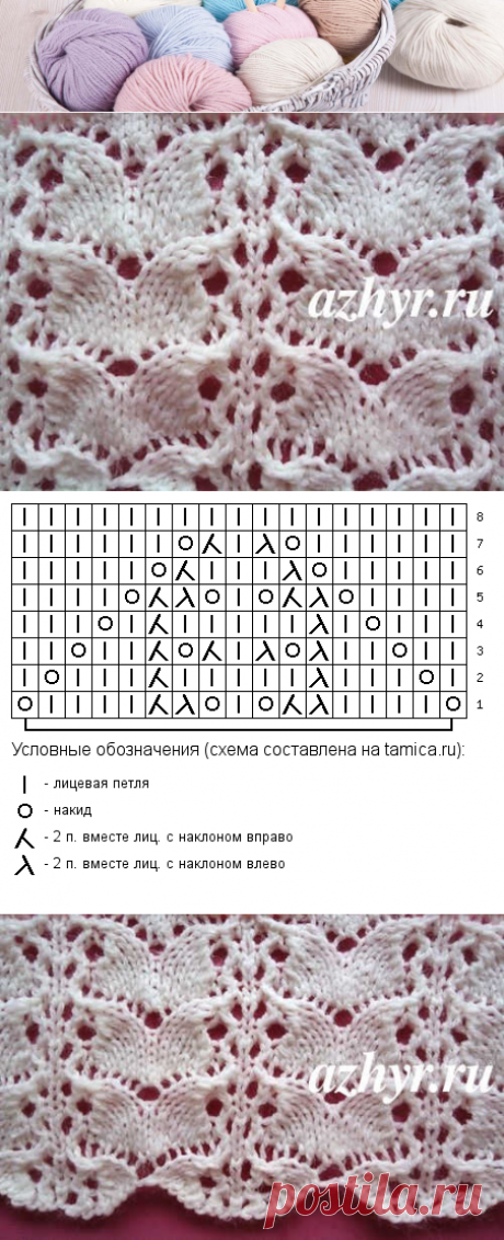 Японский ажур спицами схема | Ажур