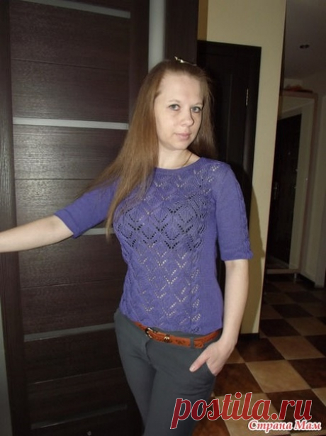 "Сиреневое настроение" nuo Tatyana Gorod.
#спицы #вязаный_топ #топ_спицами #узор_спицами #вязаный_узор #вязаный_джемпер #джемпер_спицами