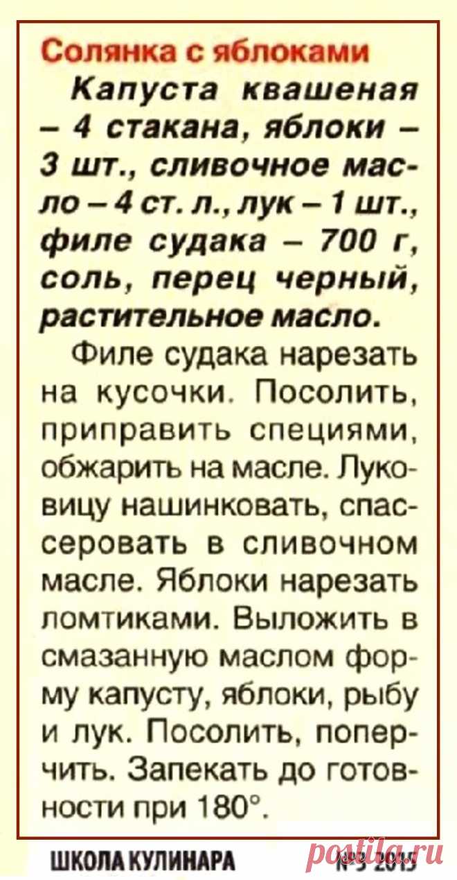 Солянка с судаком и яблоками