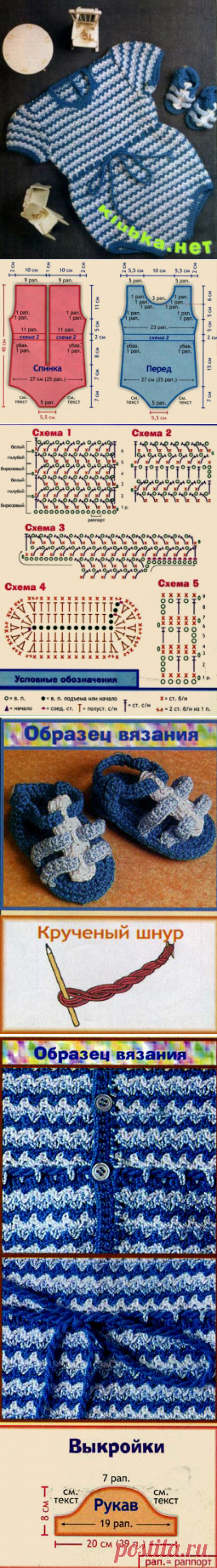 Бирюзовый комплект для новорожденных » Клубка.Нет - Все о вязании крючком