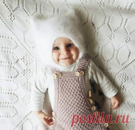 Пуховая шапочка для малышей (Вязание спицами) — Журнал Вдохновение Рукодельницы