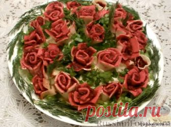 Рецепт салата Селедка под шубой с розами