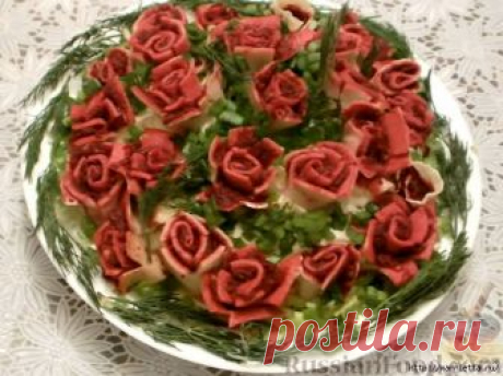 Рецепт салата Селедка под шубой с розами