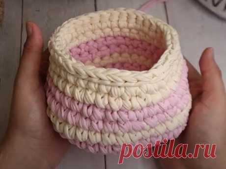 Трикотажная корзинка из остатков пряжи | Журнал Ярмарки Мастеров