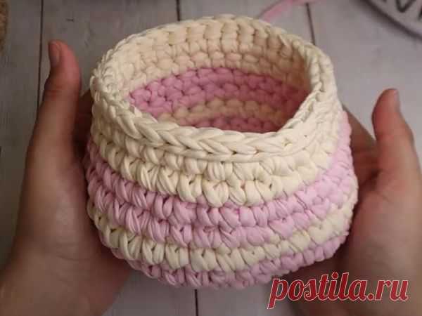 Трикотажная корзинка из остатков пряжи | Журнал Ярмарки Мастеров