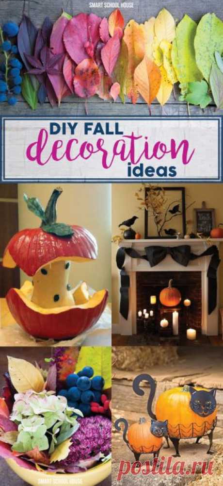 DIY Fall Decoration Ideas - Smart School House DIY Fall Decoration Ideas. Fall decorations for the fireplace. Fall wreaths. Pumpkin decorating ideas. Fall mantle. SO MUCH MORE!