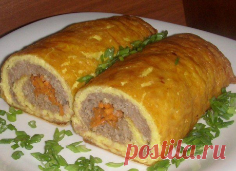 Закусочный омлетный рулет с начинкой
