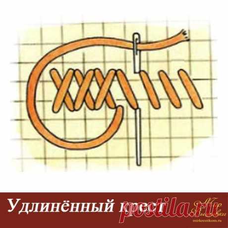 Удлиненный крест или славянский – используется редко в качестве украшения постельного белья или полотенец. Выполняется, так же как и простой, только по высоте занимает две клетки, а не одну.