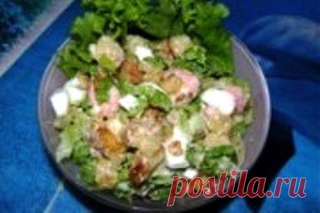 Нежный салатик с креветками и сухариками