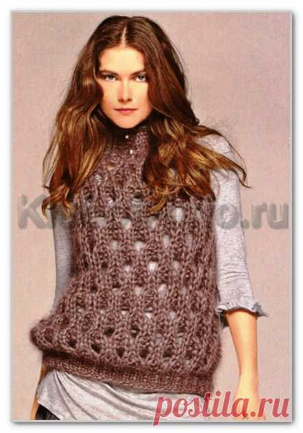 Вязание спицами. Безрукавка из мохера в 8 сложений, крупной вязки. Размер: 36 (38/40) 42