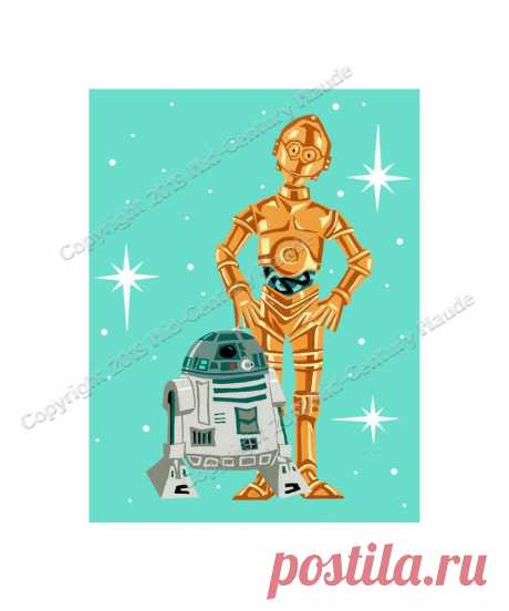 Star Wars Mid Century Modern Art Print Retro R2D2 and C3PO 8 x | Etsy
