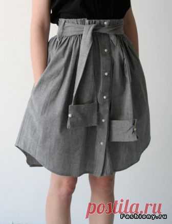 Переделки: Юбки самых разных стилей из мужских рубашек — Делаем руками