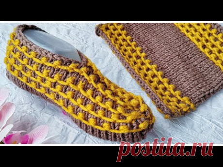 ПРОЩЕ ПРОСТОГО! Домашние следки спицами ЗА 2 ЧАСА.
